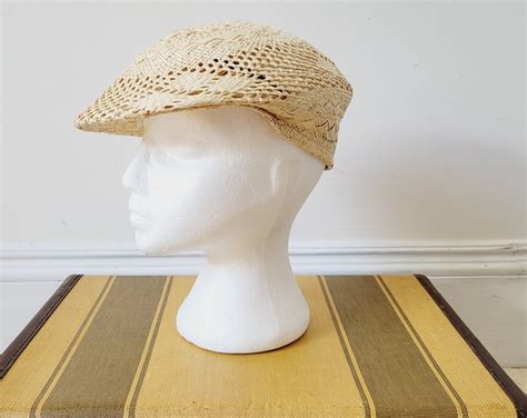 Vintage Straw Seagrass Ascot Cap Hat Etsy