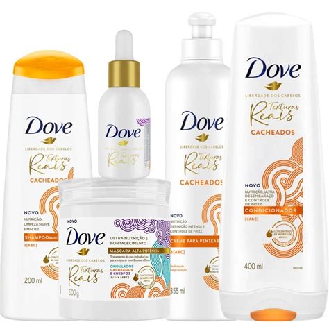 Kit Dove Texturas Reais Cabelo Cacheado Babosa Nutrição 5 Produtos