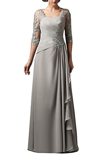 Fitty Lell Women S 3 4 Sleeves Chiffon Lace Mother Of The Bride Dress Plus Size Elegant Groom