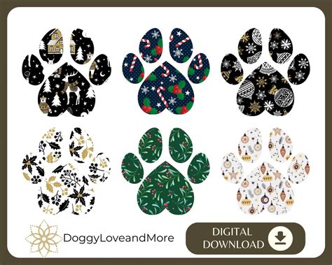 Christmas Dog Paw Prints Svg Png  Digital Bundle Dog Mom Etsy