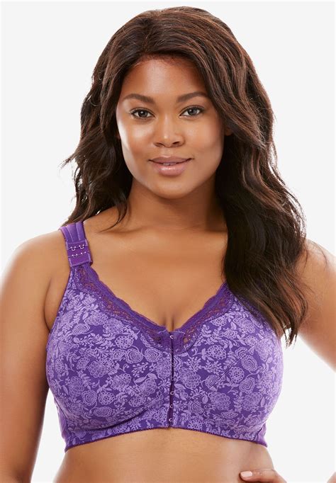 Front Hook Cotton Posture Bra By Comfort Choice Womens Plus Size