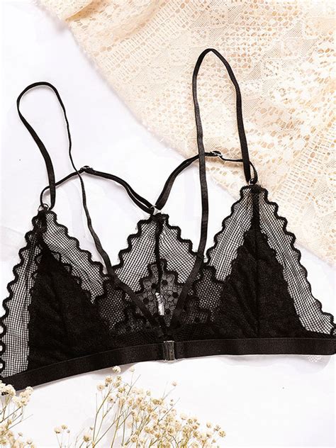 BHs Dessous BH für Frau Schwarze Spitze Nylon Sexy Hot Unterwäsche Milanoo