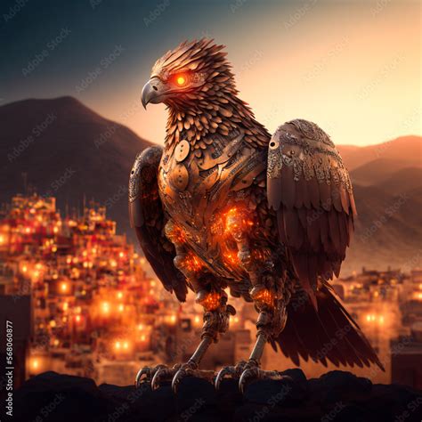 statue   golden eagle spreading  wings front view huge eagle