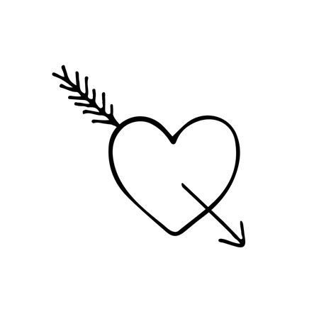 hand drawn doodle sketch heart with arrow 44278741 Vector Art at Vecteezy