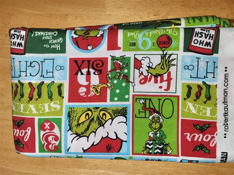 1Yd, 24- Grinch Themes in Blocks on White How the Grinch Stole ...