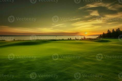 Green Gold Course Sunset Game Generate Ai 23441620 Stock Photo At Vecteezy