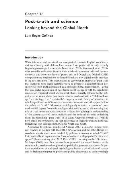 Pdf Post Truth And Science