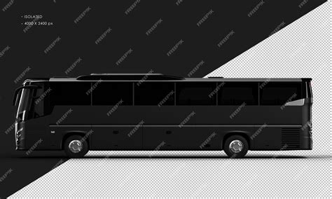 Voiture De Bus De Ville Noir Mat Réaliste Isolée De La Vue Du Côté