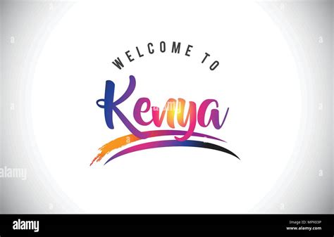 Kenya Welcome To Message In Purple Vibrant Modern Colors Vector