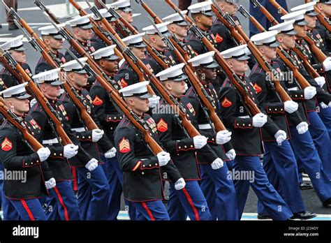 Us Marine Corps Honor Guard Soldiers March Down Pennsylvania Avenue