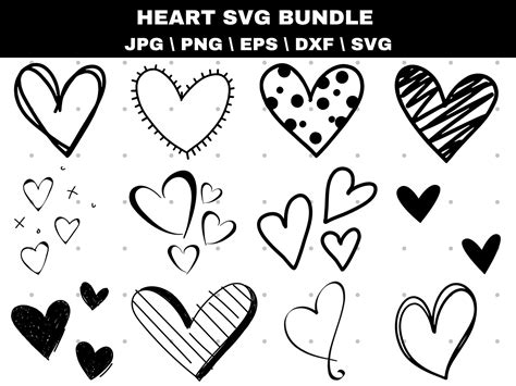 Heart Svg Bundle Heart Svg Hand Drawn Heart Svg Open Heart Svg