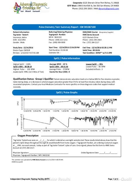 Fillable Online Pulse Oximetry Test Summary Report ID 001067100