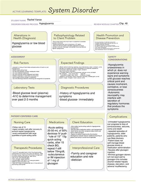 Ati System Disorder Template Diabetes Mellitus