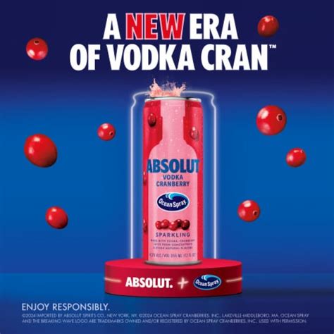 Ocean Spray® Absolut® Vodka Sparkling Cranberry, 4 pk / 12 fl oz - Fry ...