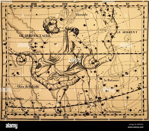 Engraving Depicting The Constellation Of Ophiuchus Serpent Bearer