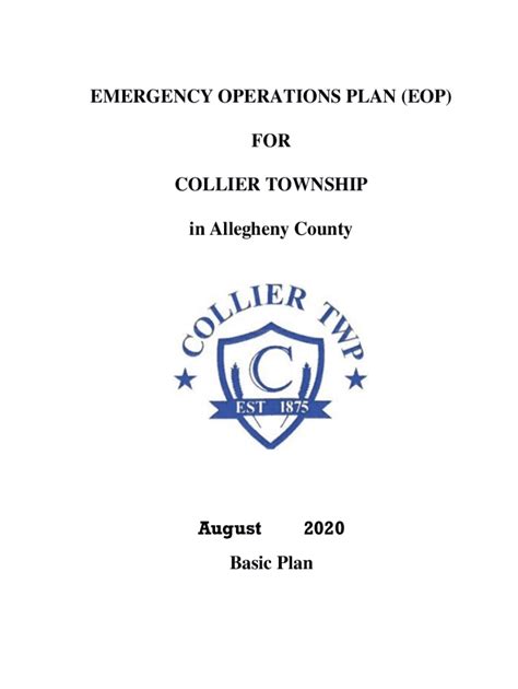 Fillable Online Emergency Operations Plan Eop For Collier Fax