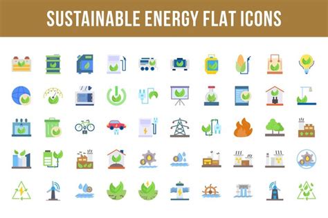 Iconos multicolores planos de energía sostenible Vector Premium