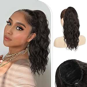 RUWISS Ponytail Extension 18 Inch Wavy Curly Drawstring Ponytail For