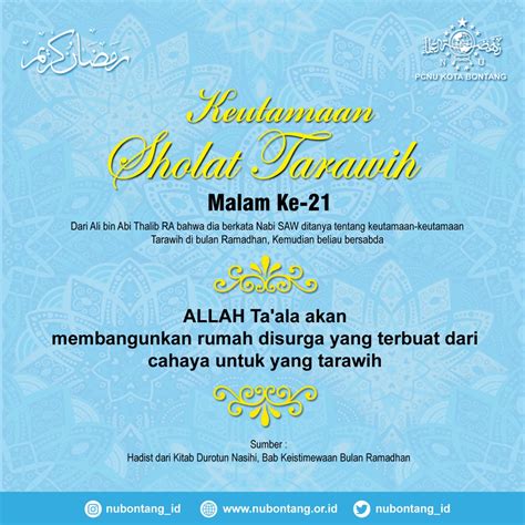 Keutamaan Shalat Tarawih Malam Yg Ke 21