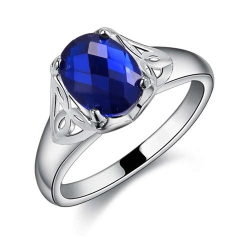 Fashion Fine Blue Zircon Jewelry Silver Plated Ring Fashion