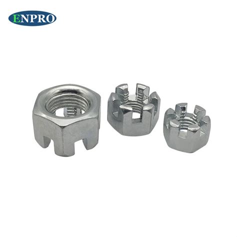 Din Hex Flange Hexagon Slotted Castle Nuts With Metric Coarse And