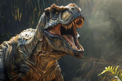 Ferocious Tyrannosaurus Rex Roaring In The Jungle Premium Ai