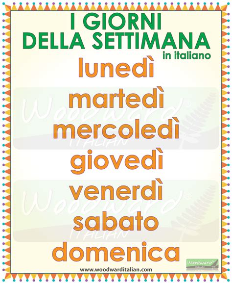 Days Of The Week In Italian Learning Italian Italian Vocabulary