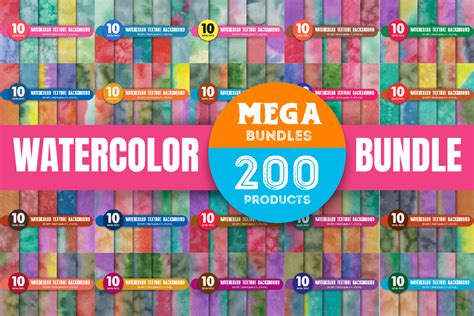 Mega Watercolor Sublimation Bundle Bundle · Creative Fabrica