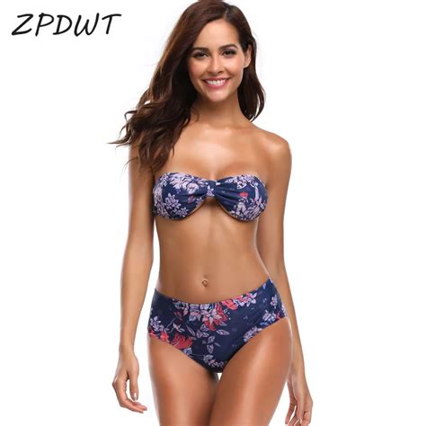 Aliexpress Buy ZPDWT High Waist Bikini Bandeau Bathing Suit