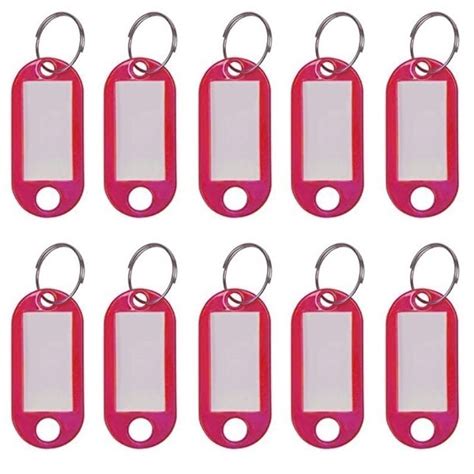 50pcs Colorful Plastic Keychain Key Tags Label Numbered Name Baggage