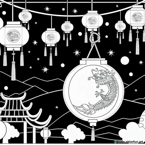 Coloriage De Lanternes Pour Le Nouvel An Chinois T L Charger Ou