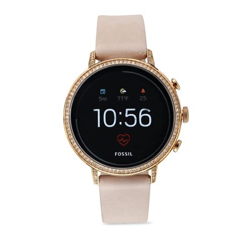 Buy Fossil Rose Gold With Black Gen 4 Studded Dial Smartwatch For Women