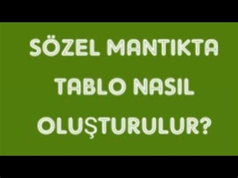 SÖZEL MANTIKTA TABLO NASIL OLUŞTURULUR YouTube