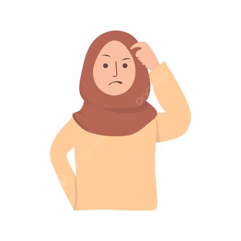 Gambar Ilustrasi Wanita Berhijab Dengan Ekspresi Bingung Wanita