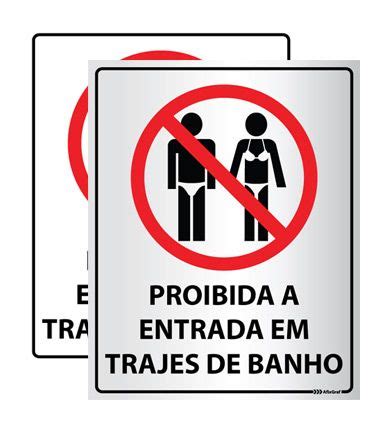 Placa Proibida A Entrada Em Trajes De Banho Afixgraf