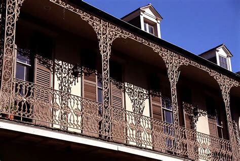 New Orleans French Quarter Cast Iron Balcony And Shadows Iron