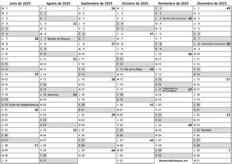 Calendario Segundo Semestre