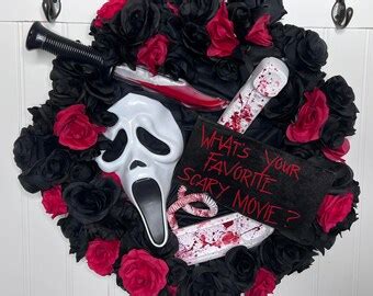 Scream Ghostface Horror Decor Door Wreath Halloween Etsy