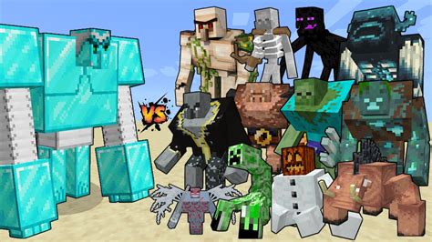 Mutant Diamond Golem Vs Mutant Mobs Minecraft Mob Battle Youtube