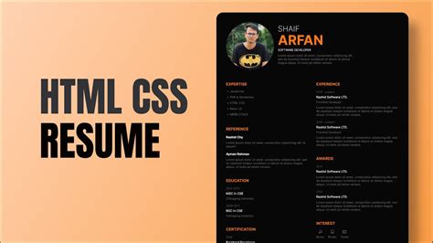 HTML CSS Resume Beginner Project YouTube