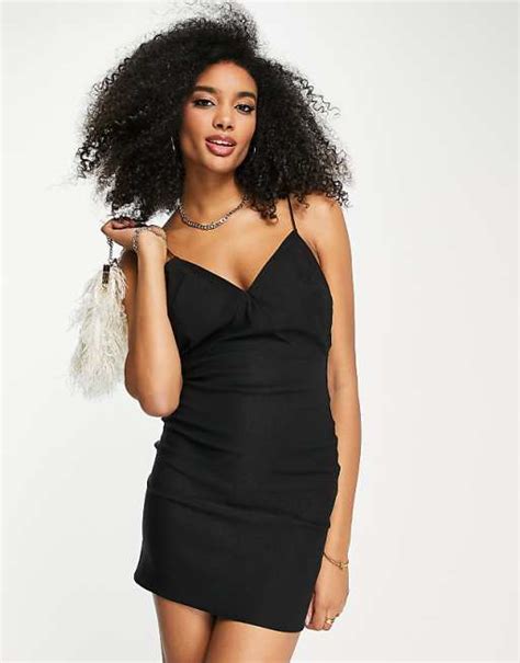 Asos Design Strappy Mini Dress In Black Asos