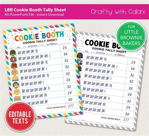 Girl Scout Cookie Booth Printable 2024 LBB Cookie Booth Tally Sheet