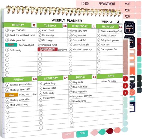 Amazon Weekly Planner Notepad Tear Off Sheets X