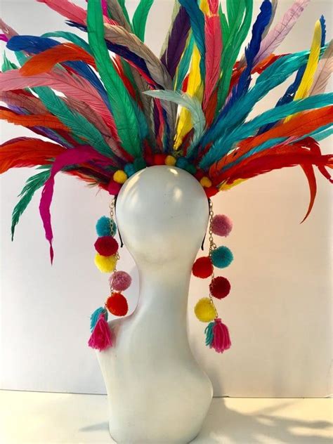 Pom Pom Headpiece Feather Headdress Etsy Australia Headpiece Diy