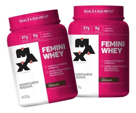 2x Whey Protein Feminino Pote Max Titanium Femini Whey Frete Grátis