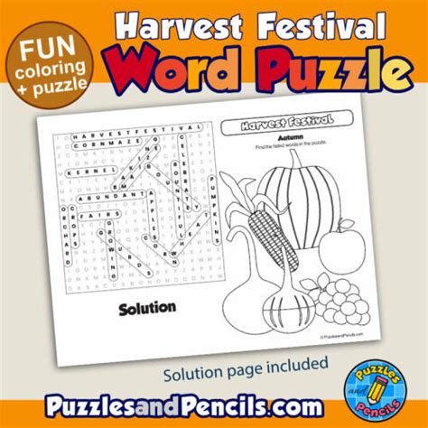 Harvest Festival Word Search Puzzle Activity And Coloring Harvest