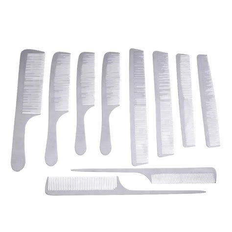 10pcs Set Professional Stainless Steel Anti Static Hair Combs Pro Salon