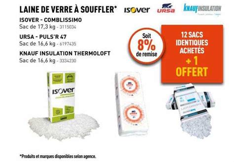 Promo Laine De Verre à Souffler Isover comblissimo Ursa Puls r 47