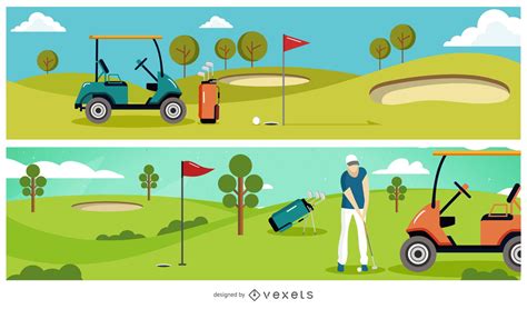 Golf Club Illustration Banner Vector Download