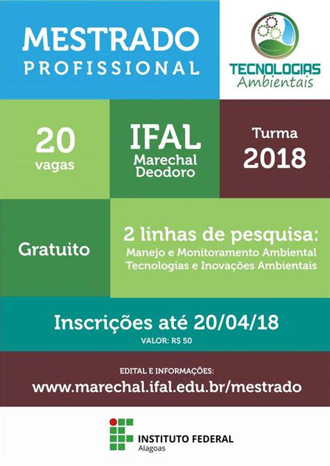 Ifal Oferta Vagas Para Mestrado Gratuito Em Tecnologias Ambientais